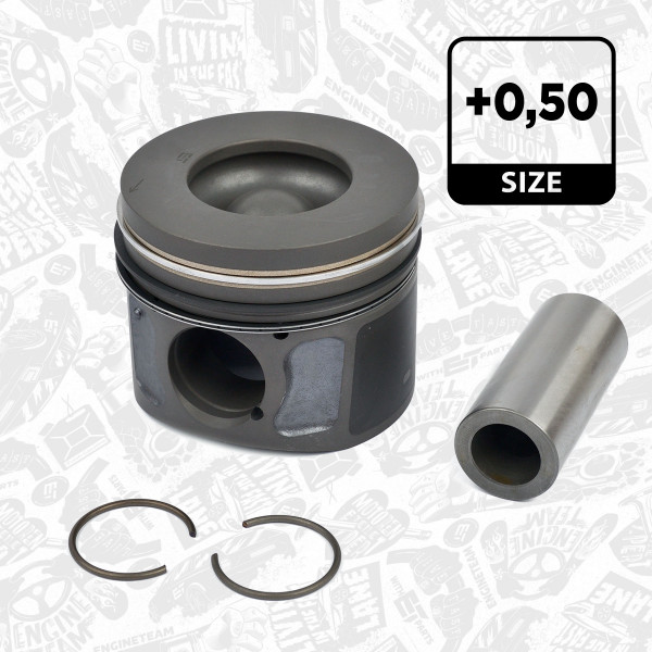 PM001250, Piston with rings and pin, Complete piston with rings and pin, ET ENGINETEAM, Fiat 4HV 4HU Citroen Peugeot Ford 2,2TDCi 2,2HDi 2006+, 41072620, 854425, 87-427707-10, 0160702, 854425MEC