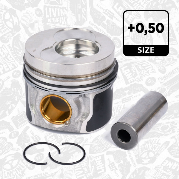 PM001850, Piston with rings and pin, Complete piston with rings and pin, ET ENGINETEAM, Skoda VW Audi Seat 1,9TDI 2000-2009, 0308612, 99470620, 71-5048-50