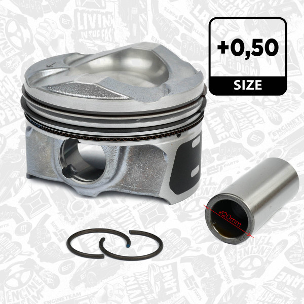 PM008550, Piston with rings and pin, Complete piston with rings and pin, ET ENGINETEAM, Ford B-Max C-Max Fiesta Focus Transit Courier Mondeo M2D2 M2GA SFCB 1,0 EcoBoost 2012+, 857025