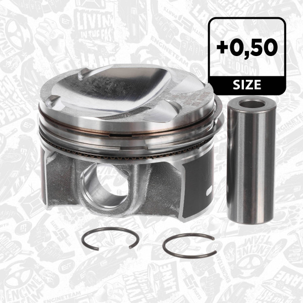 PM012750, Piston with rings and pin, Complete piston with rings and pin, ET ENGINETEAM, Dacia Renault Mercedes-Benz Dokker Duster Lodgy Citan Scénic Megane Captur 1,2TCe H5F402 2015+, 021PI00127002