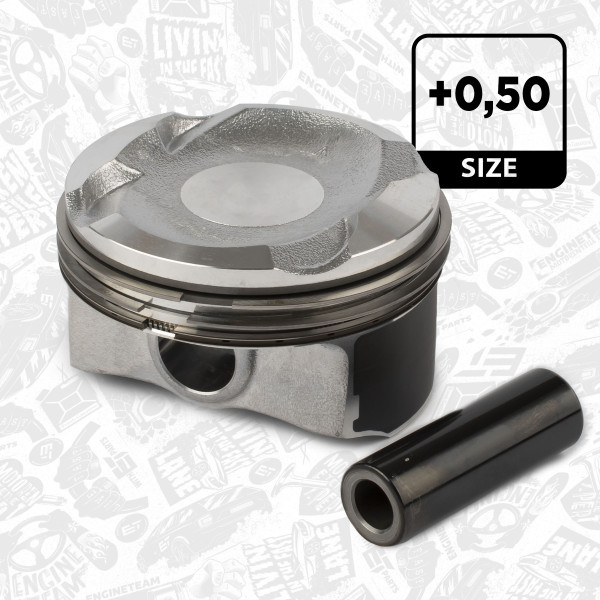 PM013450, Piston with rings and pin, Complete piston with rings and pin, ET ENGINETEAM, Citroen DS Peugeot C-Elysee C3 C4 Cactus DS 3 308 2008 108 HMZ (EB2) 1,2 Vti 2013+