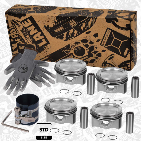 Piston with rings and pin - PM014500VR1 ET ENGINETEAM - 55565420, 55580179, 55580184