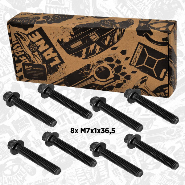BS0027VR1, Ojniční šroub 8 ks, šroub ojnice M7x36,50x1/8ks, ET ENGINETEAM, BMW Citroën Berlingo C2/C3/C4/C5 Fiat Doblo Ford B-Max Focus Mazda Mini Opel Antara Astra Insignia Peugeot 1007/206/207/208/308/407 Partner, 0607.64, 060764