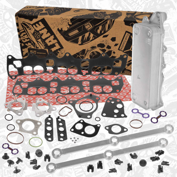 HE0011VR1, Ölkühler, Motoröl, ET ENGINETEAM, Mercedes-Benz Chrysler Jeep C-Class CLK CLS E-Class GLE Sprinter Viano Vito 300C Grand Cherokee Commander 3,0 CRDi/CDI OM 642 2006+, A6420907737, K05179360AB, 6420907737, K05179360AA, A6420910150, 6421880001, A6421800165, 6421800165, A6421880001, 524.281