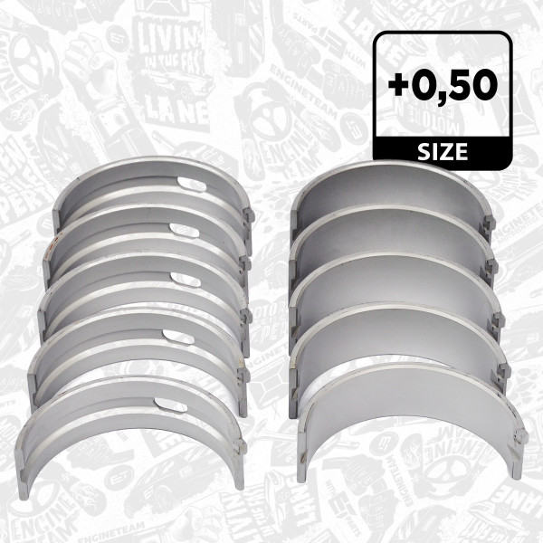 LH003050, Sada ložiskových pánví pro klikový hřídel, Lož.hl.(HL)set/Cyl.4/1,9TDI, ET ENGINETEAM, Audi, Seat Ibiza, Skoda Octavia Superb, VW Crafter Caddy BXE CAGA 2005+, 77553620