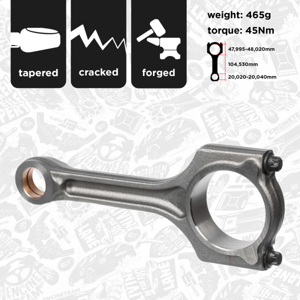 OM0050, Ojnice, Ojnice motoru 1,6 THP, ET ENGINETEAM, BMW MINI PEUGEOT 1 3 CLUBMAN COUNTRYMAN 308 308CC 118 I 1,6 THP N13 B16 A 2010+, 0603E0, 0603A0, 0628T1, 11247621253
