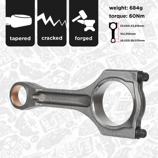 OM0060, Connecting Rod, ET ENGINETEAM, BMW MINI 116d 120d X3 320d CLUBMAN COUNTRYMAN CLUBVAN COUPE COOPER N47 C16 A, 11247812640, 11248473777