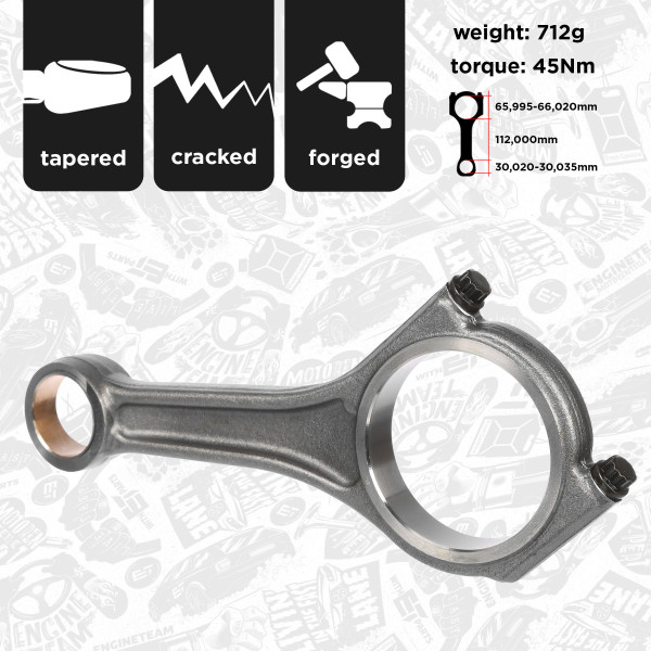 OM0082, Connecting Rod, ET ENGINETEAM, Jaguar Land Rover Discovery Range Rover XJ XF F-Pace 306DT(AJTDV6) 2009+, DA6626, LR051508, LR038168