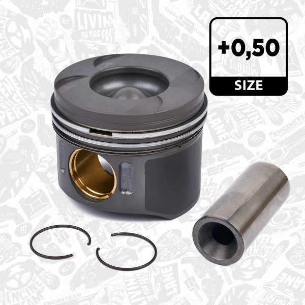 PM001750, Piston with rings and pin, Complete piston with rings and pin, ET ENGINETEAM, Mercedes-Benz Sprinter 213CD/215CDI/313CDI/315CDI/415CDI/513CDI/515CDI OM646.986 Euro4 2006+, 001PI00105002, 87-428707-00