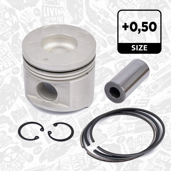 PM002050, Kolben mit Ringen und Bolzen, ET ENGINETEAM, Nissan Navara/Pathfinder 2,5D YD25DDTi 2001+, 87-452607-00