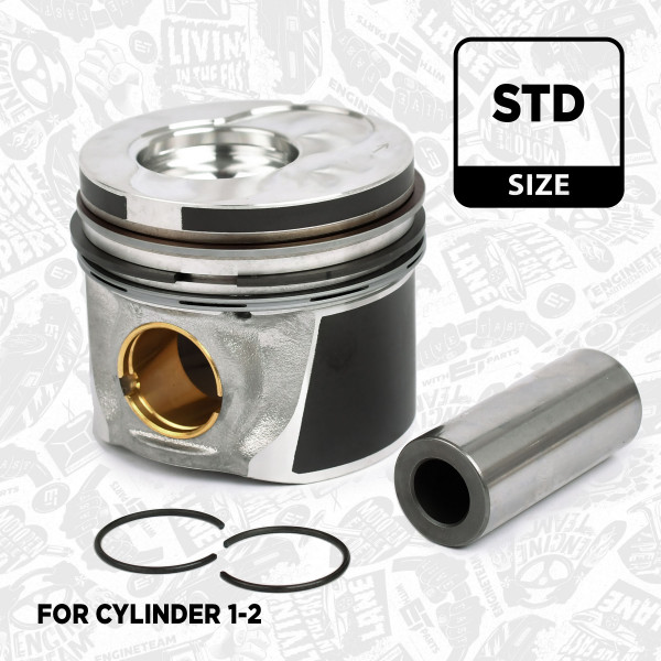 PM003200, Piston with rings and pin, Complete piston with rings and pin, ET ENGINETEAM, Skoda VW Audi Seat A2 Ibiza Cordoba Arosa Roomster Fabia Polo Fox 1,4TDI 1999+, 045107065AJ, 045107065AN, 045107065F, 045107065R, 045107101R, 0305400, 41159600, 87-114900-80