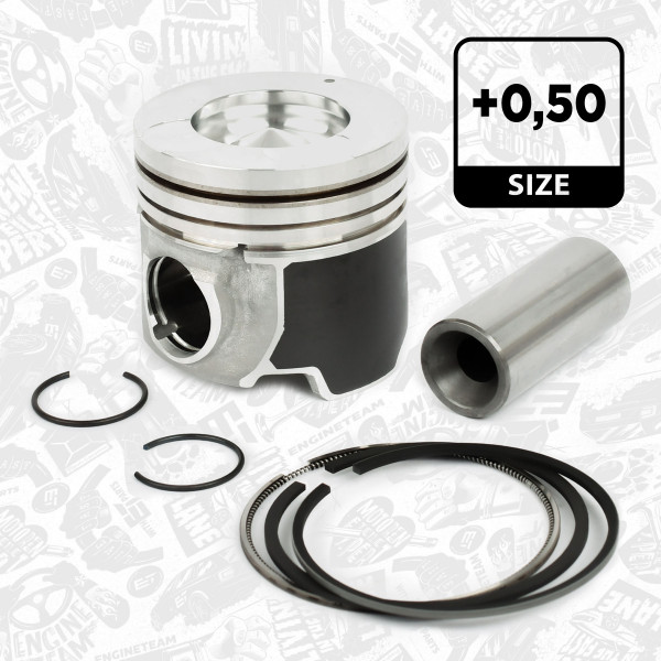 Piston with rings and pin - PM003650 ET ENGINETEAM - 87-431707-00