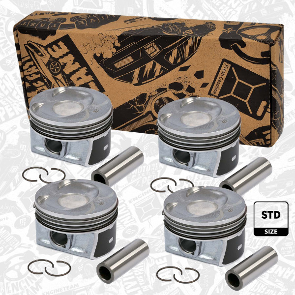PM004800ETVR1, Kolben Satz, ET ENGINETEAM, Skoda VW Audi Seat 1,4TSI/TFSI CAXA CAXC 2007+, 03C107065AP, 40477600, 87-429900-00