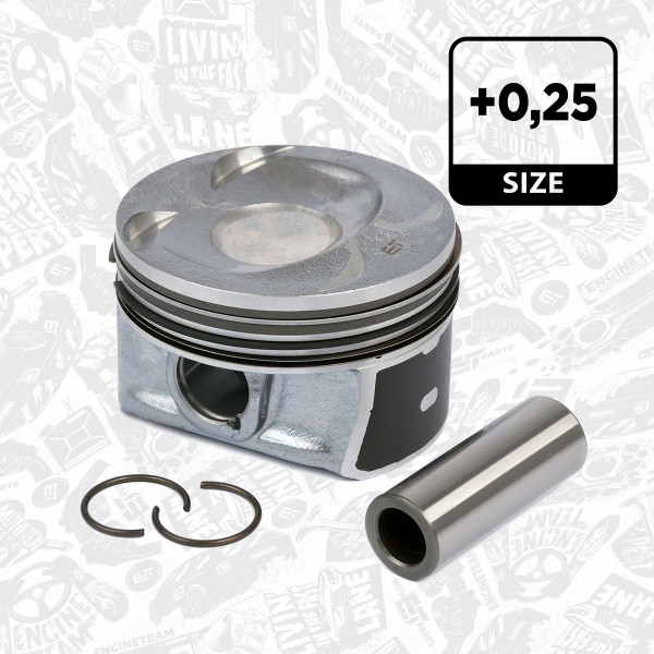 PM004825, Piston with rings and pin, Complete piston with rings and pin, ET ENGINETEAM, Skoda VW Audi Seat 1,4TSI/TFSI CAXA CAXC 2007+, 40477610