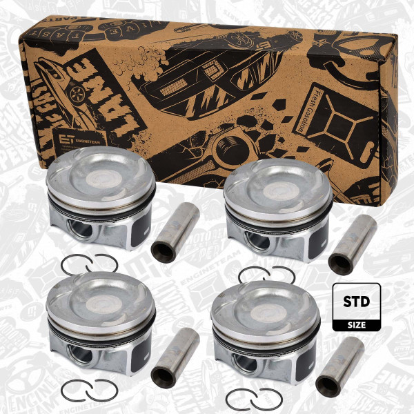 PM004900ETVR2, Sada pístů, Píst komp. - repair kit 1,4TFSI 16V, ET ENGINETEAM, Skoda VW Audi Seat 1,4TFSI 16V CAVE CTHE CTKA 2010+, 03C107065AQ, 03C107065AS, 03C107065BF, 03C107065CK, 03C107065AH, 03C107065BL, 03C107065CE, 03C107065CF, 028PI00117000, 40846600, 87-433900-00