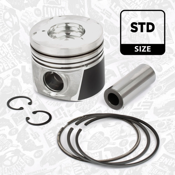 PM005400, Piston with rings and pin, Complete piston with rings and pin, ET ENGINETEAM, Nissan Cabstar King Cab Navara NP3000 Pathfinder 2,5TD 2,5dCi YD25DDTi 2005+, A2010-EB30A, A2010-EB31A, A2010-EB32A, A2010-EB38A, A2010-EB39A