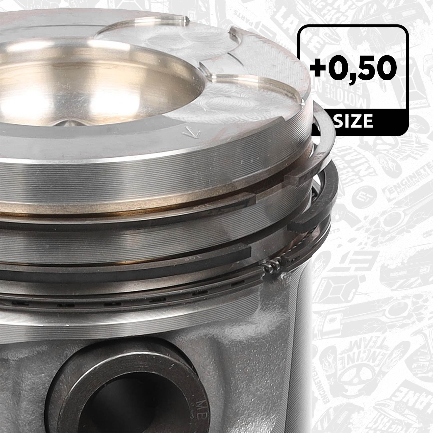 Piston with rings and pin - PM005650 ET ENGINETEAM - 40363620 