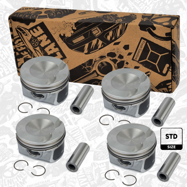 PM006300ETVR1, Sada pístů, Píst komp. - repair kit 2,0TFSI 16V/čep 21,00mm, ET ENGINETEAM, Skoda Fabia, VW Polo, Seat Ibiza 1,2 BME, AZQ 2002-2008, 06H107065AB, 06H107099AM, 06H107065AM, 06H107065BE, 06J107065AH, 028PI00119000, 40247600