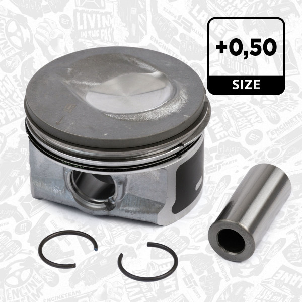 PM006650, Piston with rings and pin, Complete piston with rings and pin, ET ENGINETEAM, Skoda Rapid, VW Caddy 1,2TSI CBZA CBZB CBZC 2010+, 028PI00130002, 41257620