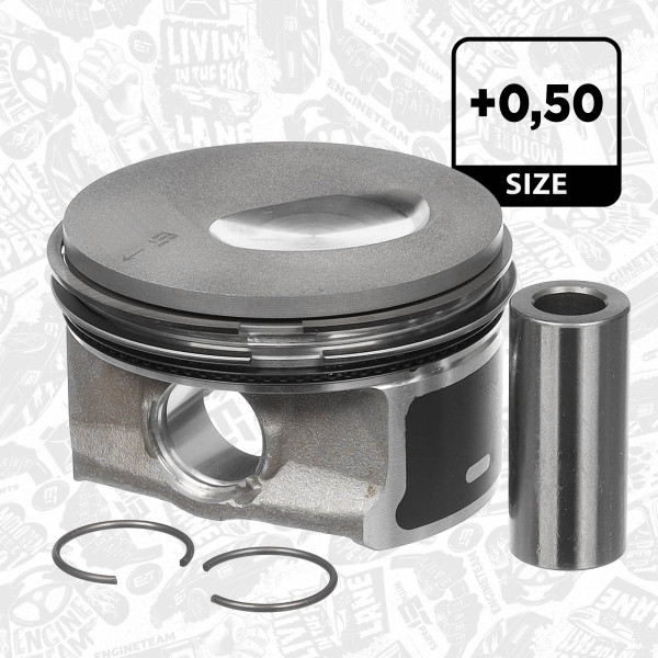 PM006650, Piston with rings and pin, ET ENGINETEAM, Skoda Rapid, VW Caddy 1,2TSI CBZA CBZB CBZC 2010+, 028PI00130002, 41257620