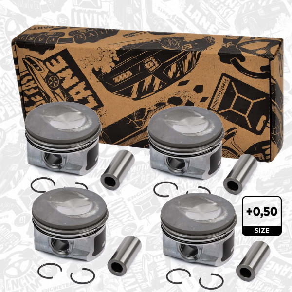PM006650VR1, Sada pístů, Píst komp. - repair kit 1,2TSI, ET ENGINETEAM, Skoda Rapid, VW Caddy 1,2TSI CBZA CBZB CBZC 2010+
, 028PI00130002, 41257620
