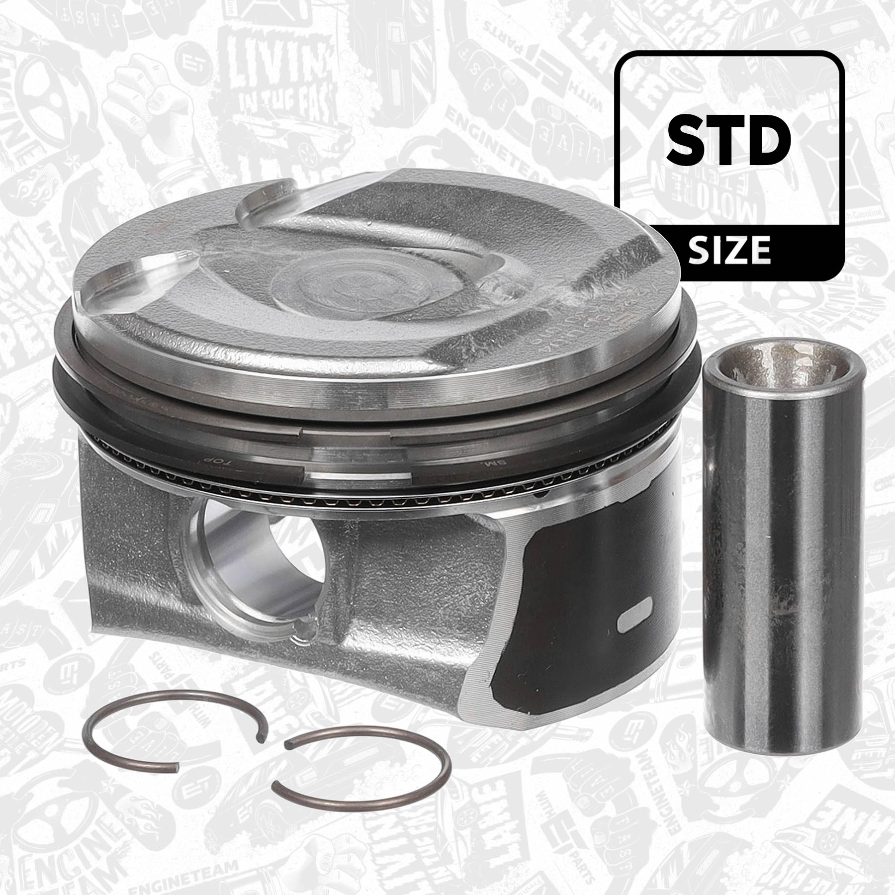 Piston with rings and pin - PM006800 ET ENGINETEAM - 0628.S1 