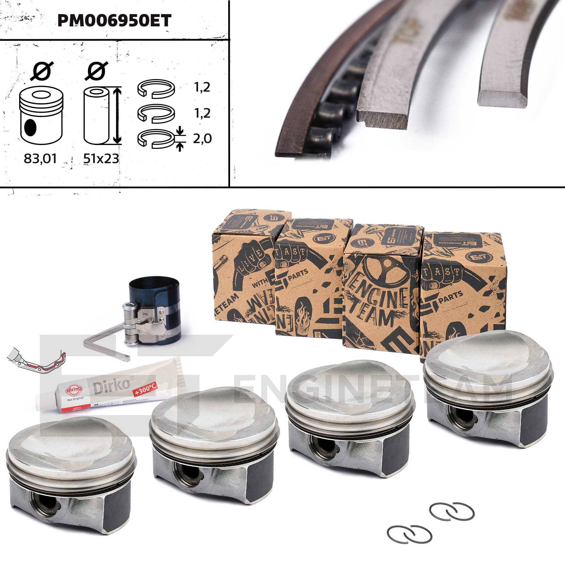 Piston kit - PM006950ET ET ENGINETEAM - 41197620 | ET ENGINETEAM