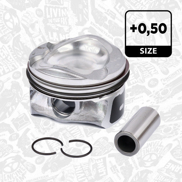 Piston with rings and pin - PM008450 ET ENGINETEAM