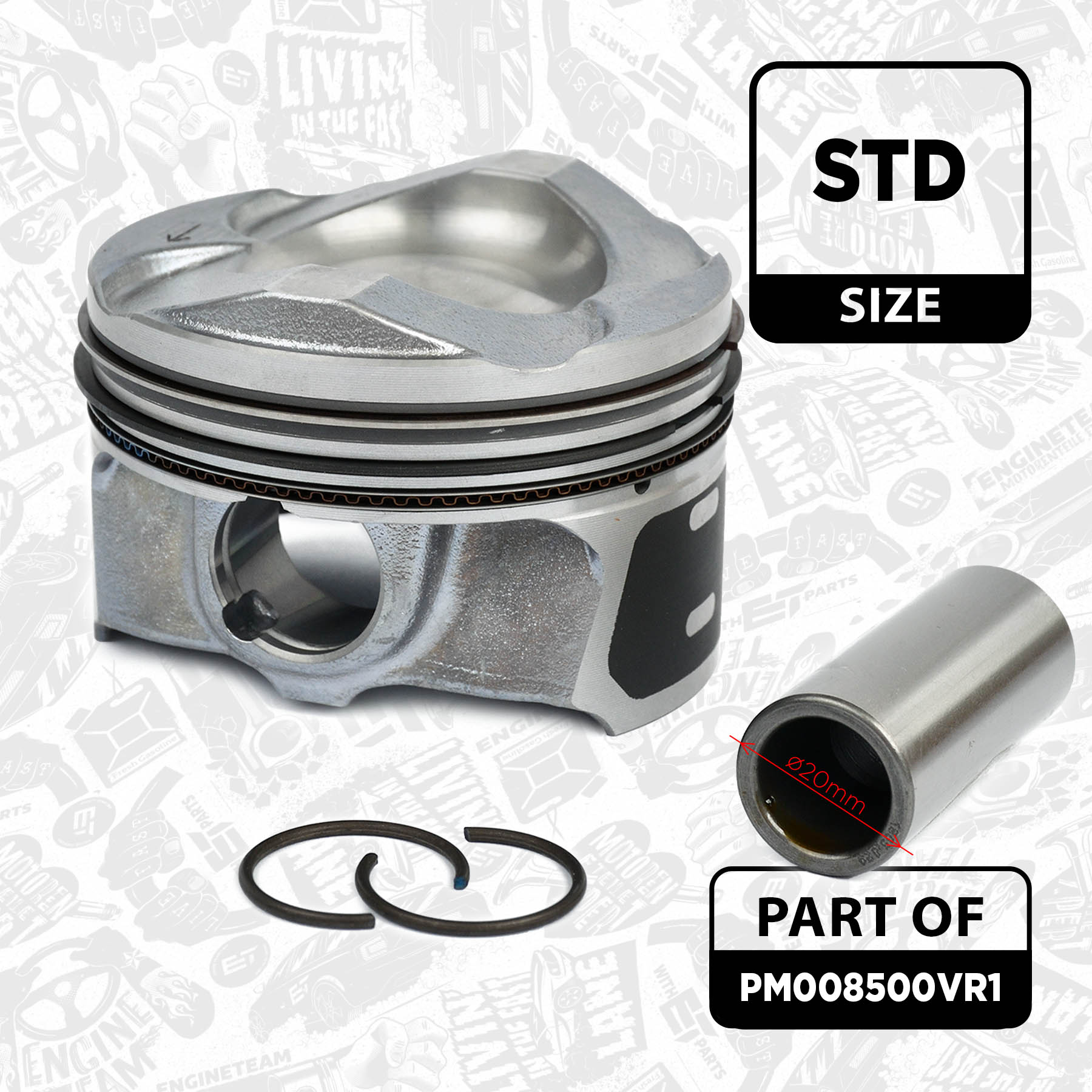 Piston kit - PM008500VR1 ET ENGINETEAM - 1832679, CM5Z-6108-D