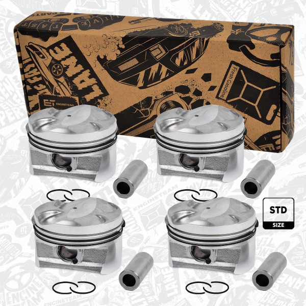 PM008800VR1, Sada pístů, Píst komp. - repair kit 1,4VTi, ET ENGINETEAM, Citroën Peugeot C3 Picasso C3 II C4 II DS3 207 SW 308 1,4 VTi95 2009+, 0628.T6, 11257566478, 0628T6, 11257604035, 7566478, 859230