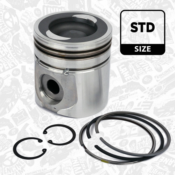 PM009300, Piston with rings and pin, Complete piston with rings and pin, ET ENGINETEAM, Case-IH MX240 MX255 MX270 Dynapac New Holland TG255 TJ275 Tigercat 630C 635C C640C Cummins CPL 2092 2230 2231 2232 2233 2234 2235 2236 2237 2241 2689 2690 2691 2692 2693 2694 8088 8153 8203, J800316, J800318, 2243787, 224-3787, 3800316, 3800318, 3802429, 3920692, 3934046, 3942106, 3943446, 87774985, 2253787, 225-3787, 380031800, 3902429, 3942601, 4089645, 4955204, 87774886, A77901