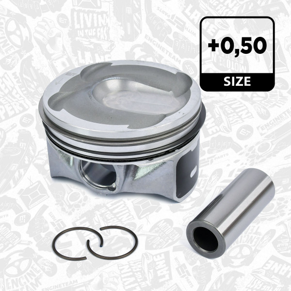PM010050, Piston with rings and pin, Complete piston with rings and pin, ET ENGINETEAM, Ford Mondeo S-Max Galaxy, Land Rover Freelander, Volvo S80 2,0 EcoBoost 2010+