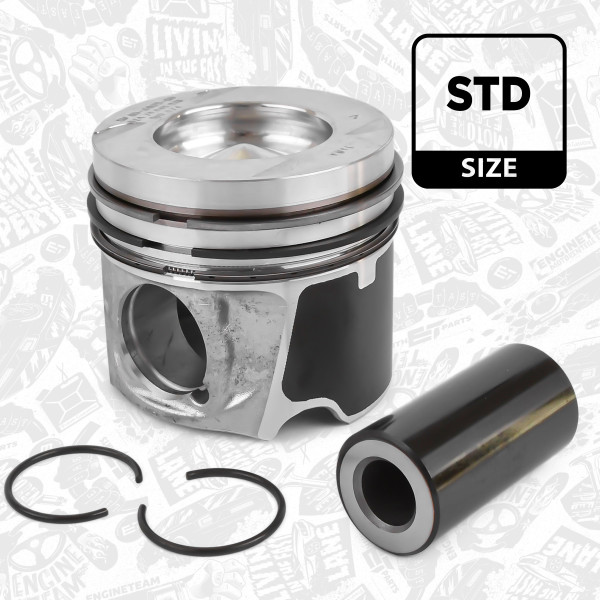 PM011100, Piston with rings and pin, Complete piston with rings and pin, ET ENGINETEAM, Fiat Mercedes-Benz Nissan Opel Renault Talento Vito NV300 Qashqai Grand Scenic Trafic Megane 1,6 dCi R9M413 2012+, 120104953R, 6220300100, 120105460R, 6220300200, 120108530R, 6220300300, 120A10010R, A6220300100, 120A11718R, A6220300200, 120A13832R, A6220300300, 40892600, 87-424900-00