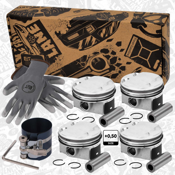 PM011350VR1, Sada pístu, Píst komp.1,4 TSI - repair kit, ET ENGINETEAM, Audi A1 A3 Seat Leon Toledo Škoda-VW Fabia Kodiaq Rapid Superb Yeti Volkswagen Caddy Golf Jetta Passat Scirocco Tiguan 1,4TSI CXSA CZCA CZCB CMBA 2013+