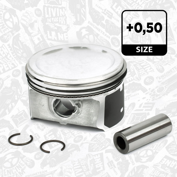 PM011450, Piston with rings and pin, Complete piston with rings and pin, ET ENGINETEAM, SEAT SKODA VW IBIZA LEON TOLEDO OCTAVIA FABIA GOLF CADDY BORA 1,4 BKY BCA 2003+, 036107107G, 99913620