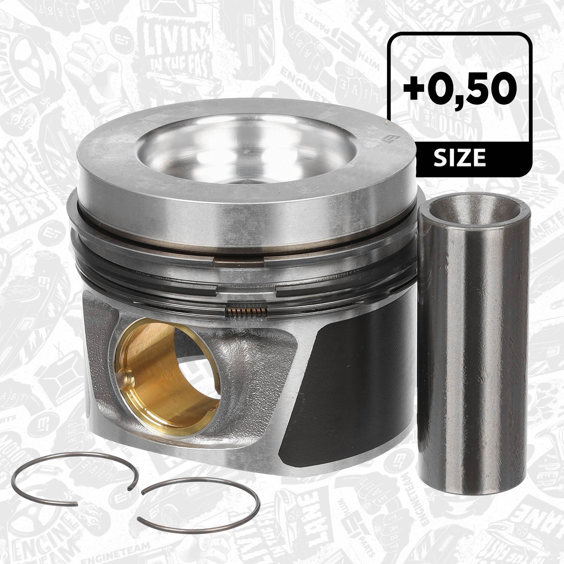 Piston with rings and pin PM011650 ET 028PI00116002