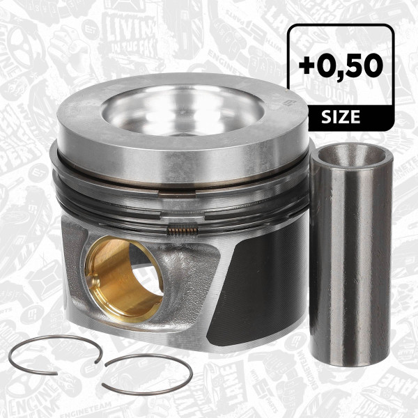 Piston with rings and pin - PM011650 ET ENGINETEAM - 028PI00116002 ...