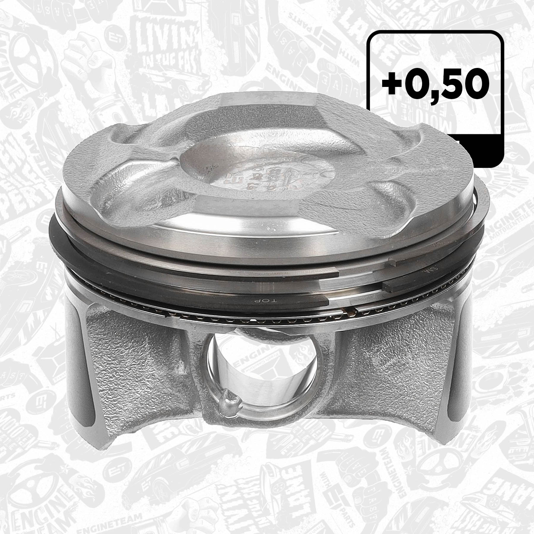 Piston with rings and pin - PM011750 ET ENGINETEAM | ET ENGINETEAM