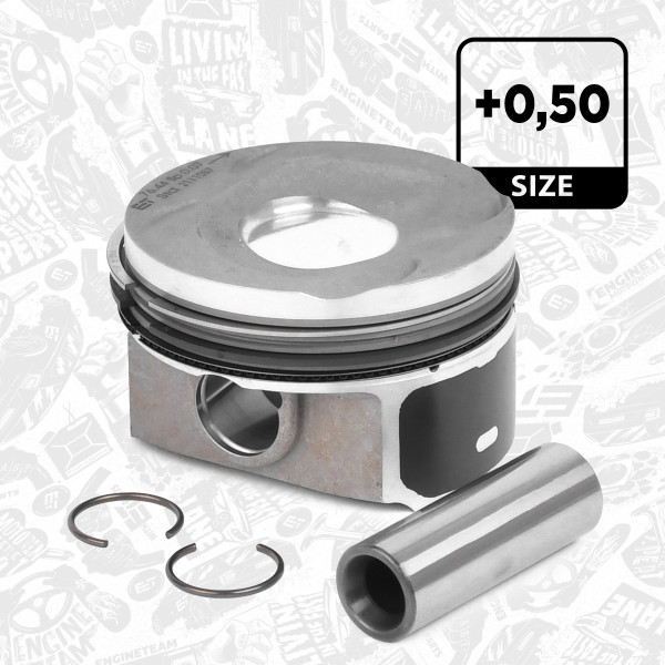 PM012350, Piston with rings and pin, Complete piston with rings and pin, ET ENGINETEAM, VW Passat CC Touran 1,4 TSI EcoFuel 2009+