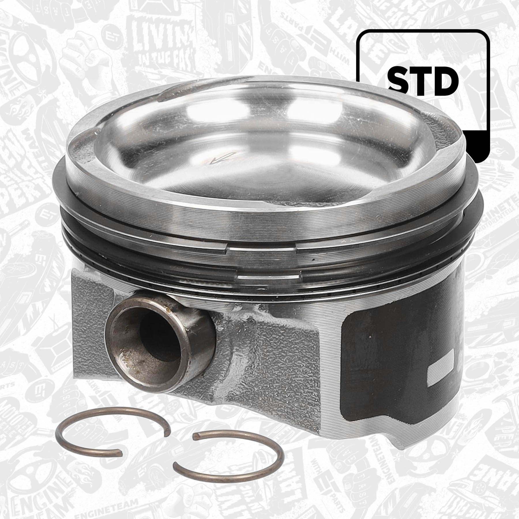 Piston with rings and pin - PM013100 ET ENGINETEAM - 55210597 