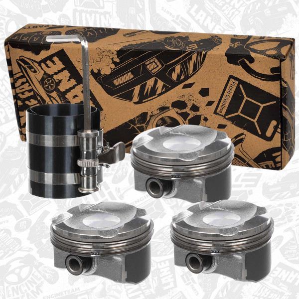 PM013400VR1, Sada pístů, Píst komp. - repair kit 1,2Vti /vč.přípravku, ET ENGINETEAM, Citroen DS Peugeot C-Elysee C3 C4 Cactus DS 3 308 2008 108 HMZ (EB2) 1,2 Vti 2013+, 1608059980