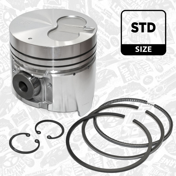 PM013500, Piston with rings and pin, Complete piston with rings and pin, ET ENGINETEAM, Cummins Komatsu B3.3/QSB3.3/4D95, 4945016, 4944474, 4945017, 4945018, 4955576, 4989147, 6204312410, 6204-31-2410, C6204312410, C6204-31-2410