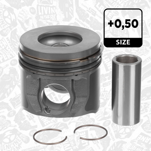 PM013950, Piston with rings and pin, Complete piston with rings and pin, ET ENGINETEAM, Ford Land Rover Transit DEFENDER 2,4TDCi 16V JXFC H9FA JXFA H9FB EUR4 2004+, 40830620