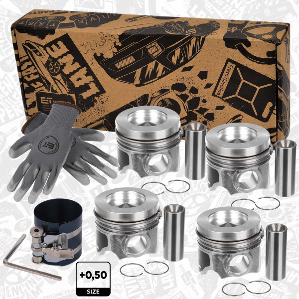 Piston with rings and pin - PM014250VR1 ET ENGINETEAM