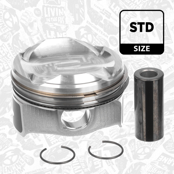 Piston with rings and pin - PM014400 ET ENGINETEAM - 1610815680