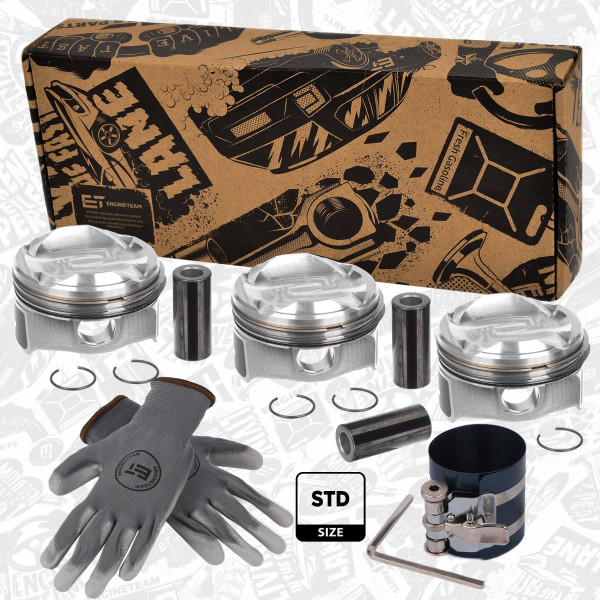 PM014400VR1, Piston with rings and pin, Repair set - complete piston with rings and pin (for 1 engine), ET ENGINETEAM, Citroen DS Opel Peugeot Berlingo C3 C3 AirCross C4 C4 Picasso C4 Spacetourer DS3 DS4 Grand C4 Spacetourer Grandland Crossland Partner 5008 308 3008 2008 1,2 THP/PureTech 2014+, 1610815680