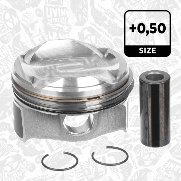 PM014450, Piston with rings and pin, Complete piston with rings and pin, ET ENGINETEAM, Citroen DS Opel Peugeot Berlingo C3 C3 AirCross C4 C4 Picasso C4 Spacetourer DS3 DS4 Grand C4 Spacetourer Grandland Crossland Partner 5008 308 3008 2008 1,2 THP/PureTech 2014+