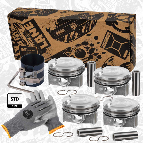 PM014700VR1, Sada pístu, Píst komp. - repair kit 1,2TSi/čep 17,00mm, ET ENGINETEAM, Audi A3 Seat Ibiza Leon Toledo Škoda-VW Octavia-III Fabia-III Rapid Yeti Volkswagen Beetle Caddy Golf Touran CJZA CJZB CJZC CJZD CYVA CYVB Euro5/6 2012+, 04E107065BC, 04E107065DC