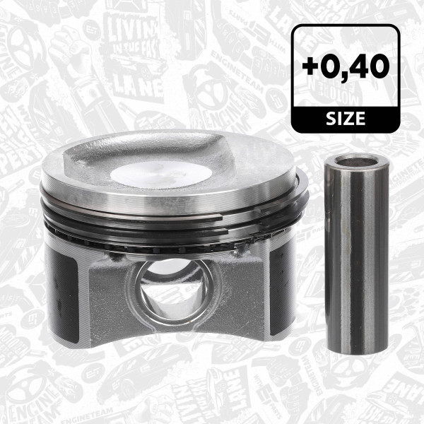 Piston with rings and pin - PM014840 ET ENGINETEAM
