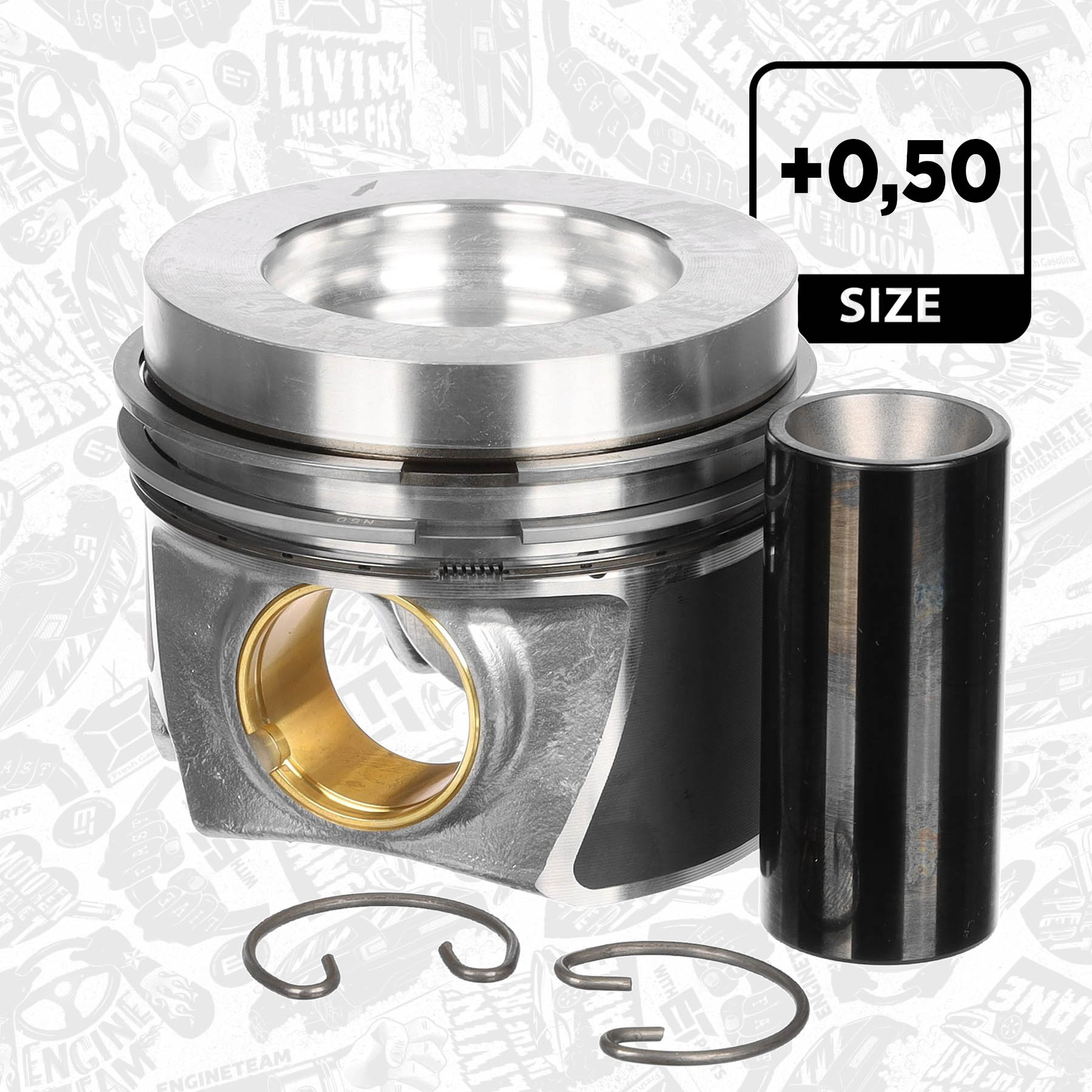 Piston with rings and pin - PM014950 ET ENGINETEAM | ET ENGINETEAM 